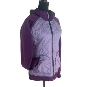NORTH FACE Women’s Quilted Purple Two Tone Hooded Full Zip Jacket - Medium